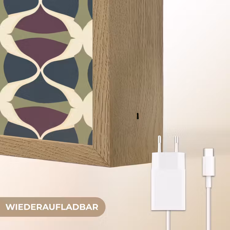 Abstract - Retro - Kleurrijk Light Box met batterij (Wandlamp) middel 907 -USP_websiteoplaadbaarDE