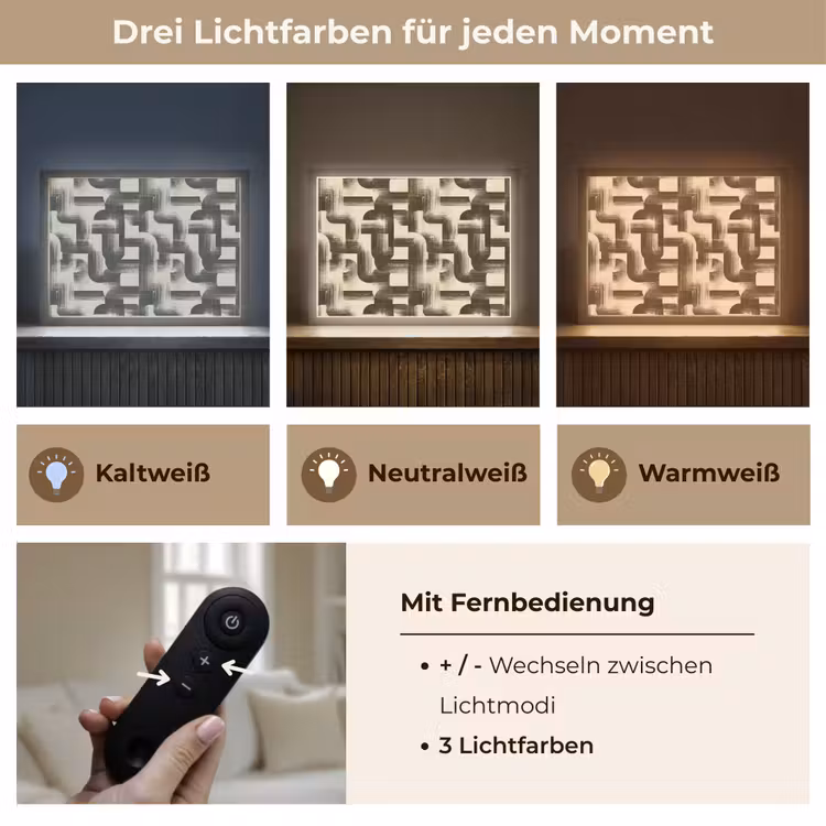 Abstract - Retro - Zwart Light Box met batterij (Wandlamp) middel 907 -USP_lichtkleurDE