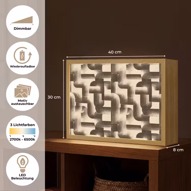 Abstract - Retro - Zwart Light Box met batterij (Wandlamp) middel 907 -USP_websiteoverzichtDE