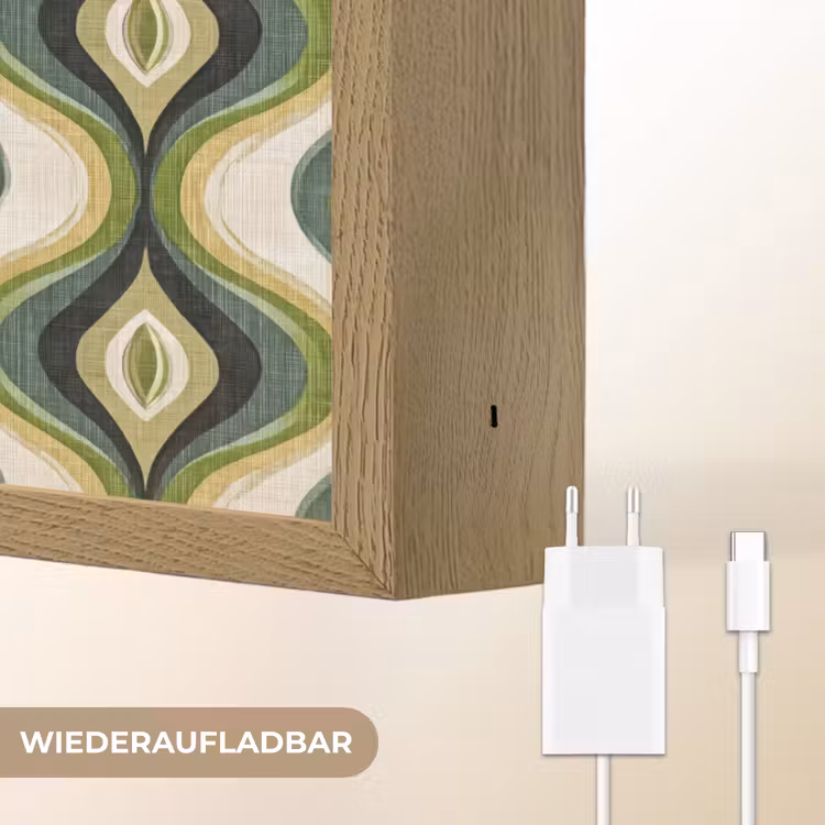 Abstract - Ritmisch - Groen Light Box met batterij (Wandlamp) middel 907 -USP_websiteoplaadbaarDE