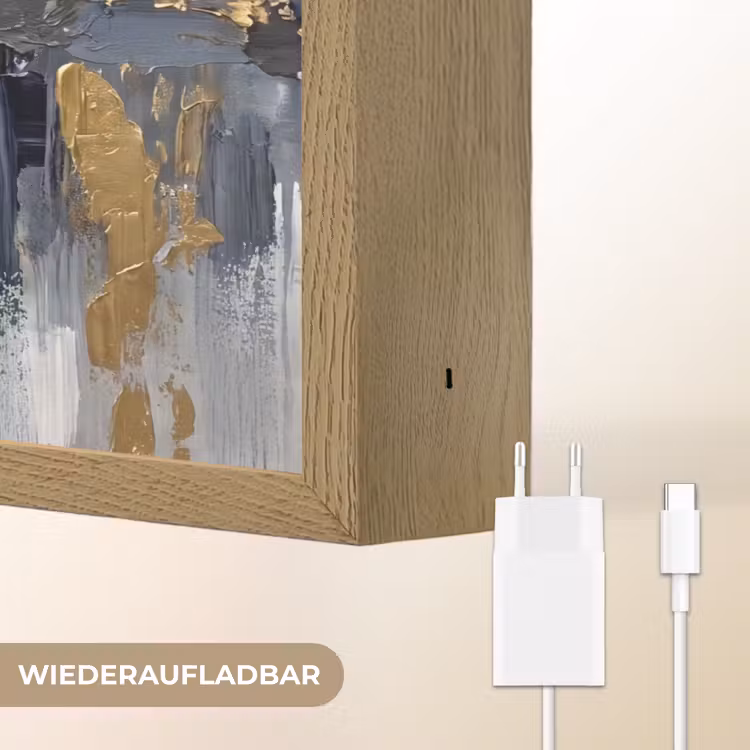 Abstract - Structuur - Goud - Grijs - Modern Light Box met batterij (Wandlamp) middel -USP_websiteoplaadbaarDE