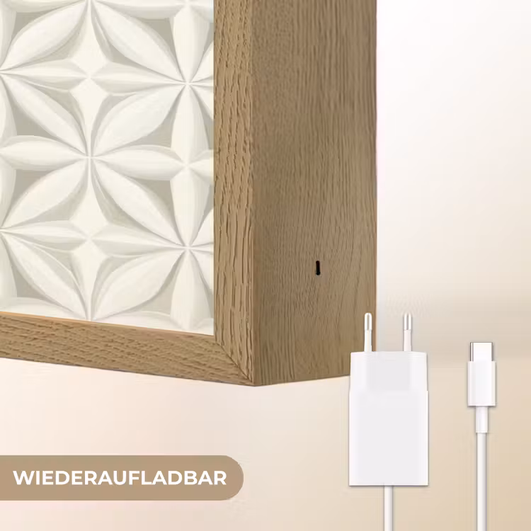 Abstract - Structuur - Grijs - Wit Light Box met batterij (Wandlamp) middel 907 -USP_websiteoplaadbaarDE