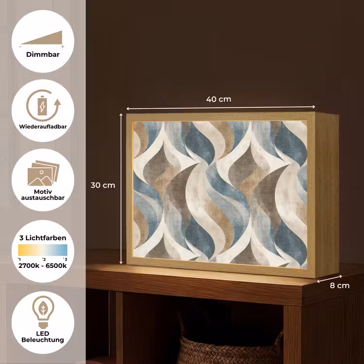 Abstract - Golven - Kleurrijk Light Box met batterij (Wandlamp) middel 907 -USP_websiteoverzichtDE