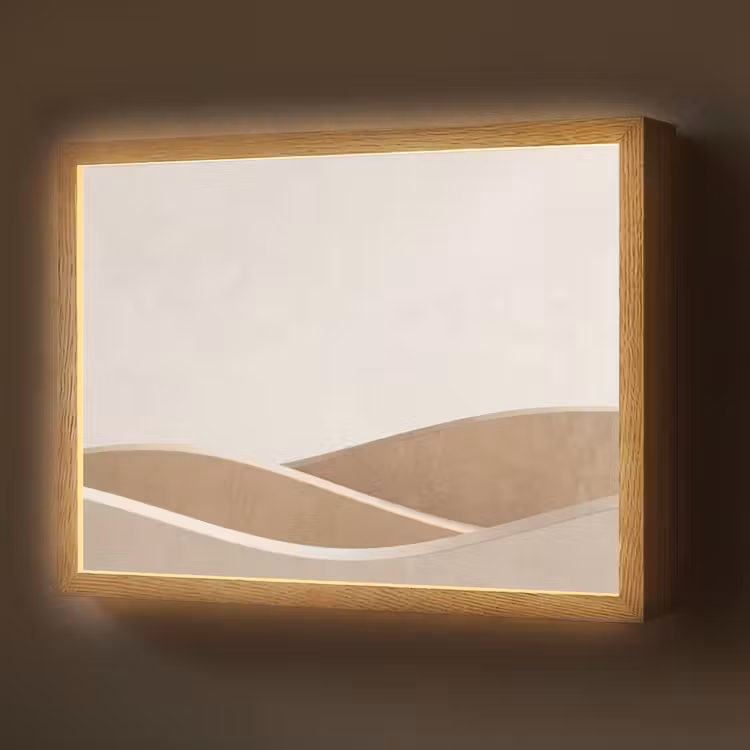 Abstract - Golven - Modern - Beige Light Box met batterij (Wandlamp) middel -z3d_website
