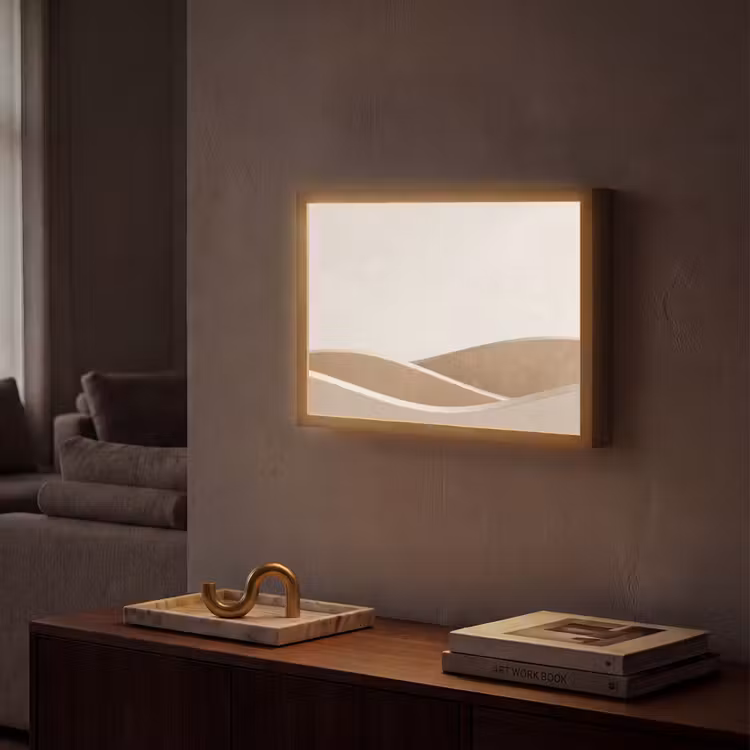 Abstract - Golven - Modern - Beige Light Box met batterij (Wandlamp) middel -sfeer1
