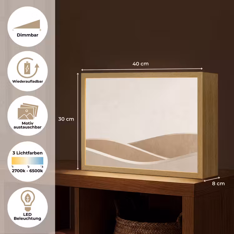 Abstract - Golven - Modern - Beige Light Box met batterij (Wandlamp) middel -USP_websiteoverzichtDE