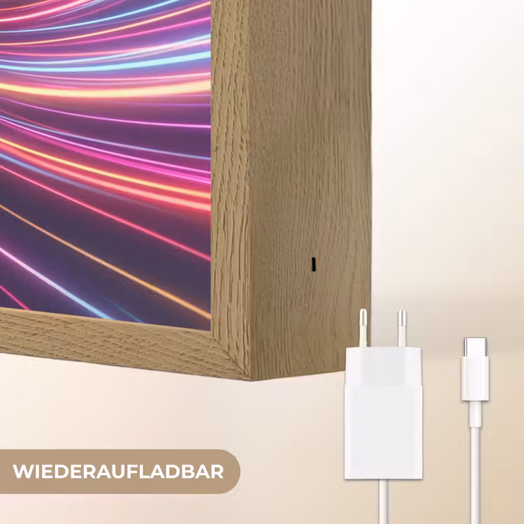 Abstract - Swirl - Futuristic - Neon Light Box met batterij (Wandlamp) middel -USP_websiteoplaadbaarDE
