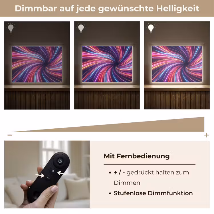 Abstract - Swirl - Futuristic - Neon Light Box met batterij (Wandlamp) middel -USP_dimbaarDE