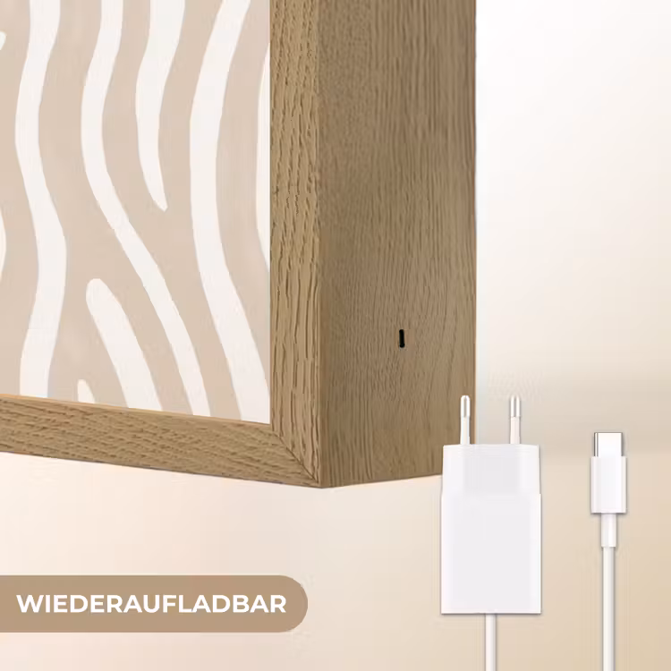 Abstract - Zebra - Beige Light Box met batterij (Wandlamp) middel 907 -USP_websiteoplaadbaarDE