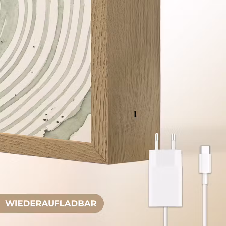 Abstractie - Cirkels - Waterverf - Groen - Modern Light Box met batterij (Wandlamp) middel -USP_websiteoplaadbaarDE