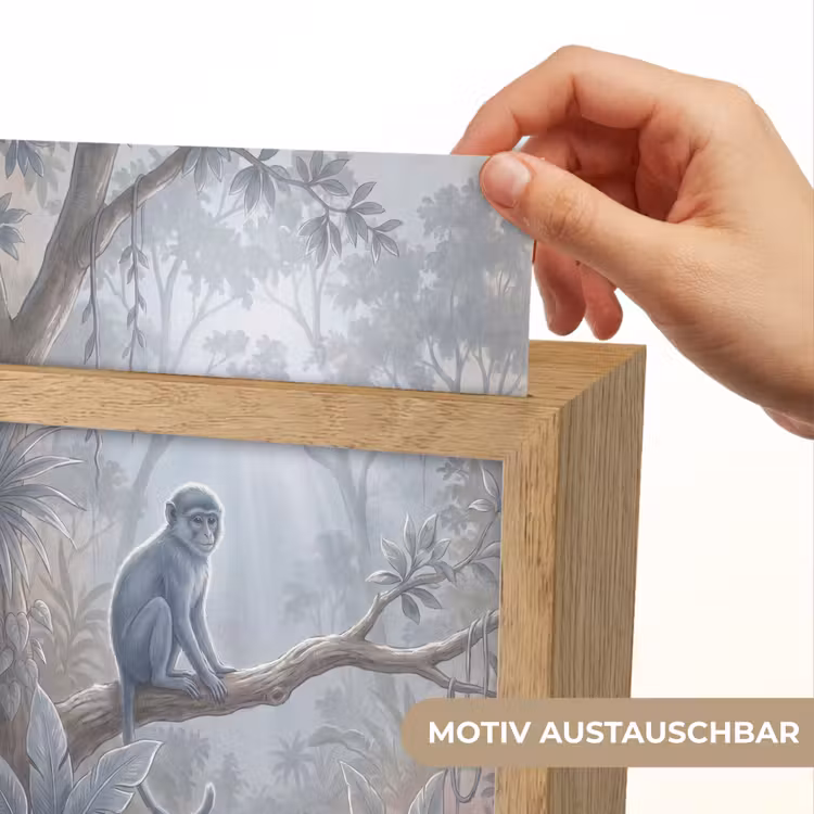 Aap - Boom - Jungle - Natuur - Grijs Light Box met kabel (Wandlamp) klein -USP_websiteprintDE