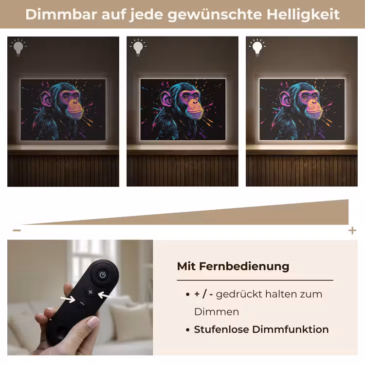 Aap - Verf - Neon - Kleur Light Box met batterij (Wandlamp) middel -USP_dimbaarDE
