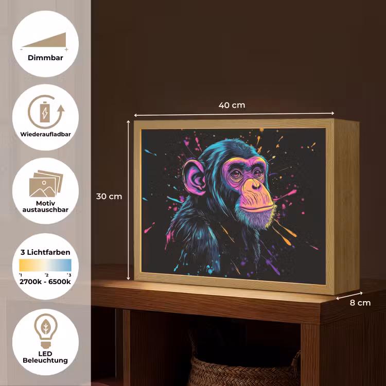 Aap - Verf - Neon - Kleur Light Box met batterij (Wandlamp) middel -USP_websiteoverzichtDE