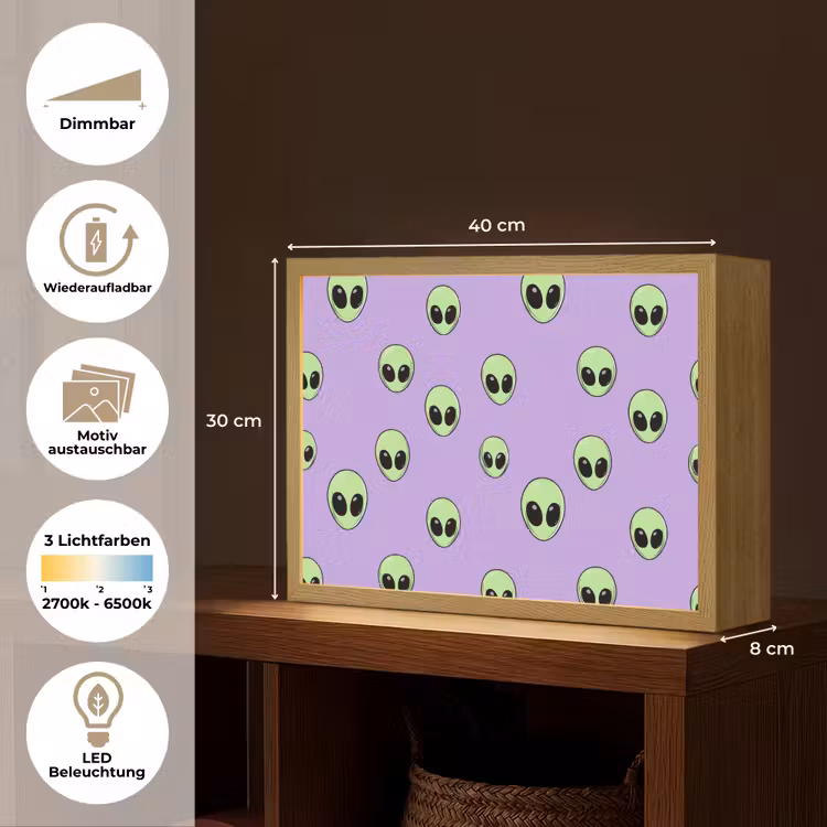 Alien - Retro - Lila Light Box met batterij (Wandlamp) middel 907 -USP_websiteoverzichtDE