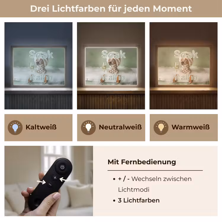 Soak it all in - Hond - Bad Light Box met batterij (Wandlamp) middel -USP_lichtkleurDE