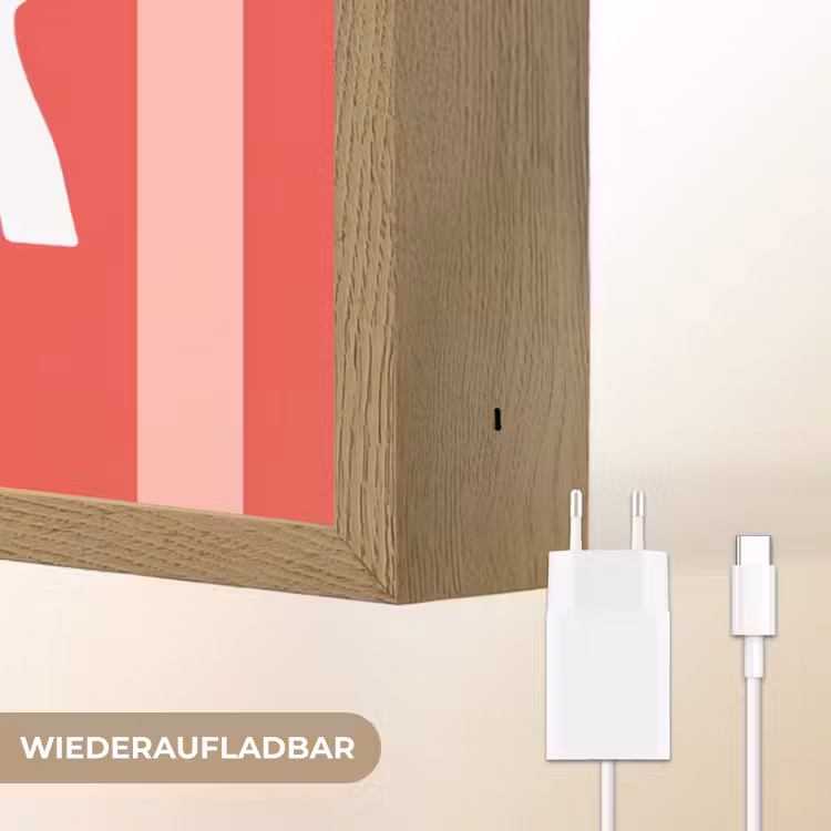 Amor - Strepen - Rood - Roze Light Box met batterij (Wandlamp) middel -USP_websiteoplaadbaarDE