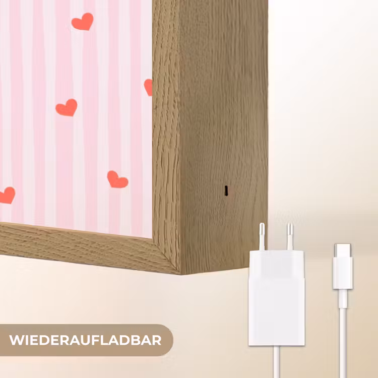 Amore vita sole - Roze - Hartjes Light Box met batterij (Wandlamp) middel -USP_websiteoplaadbaarDE