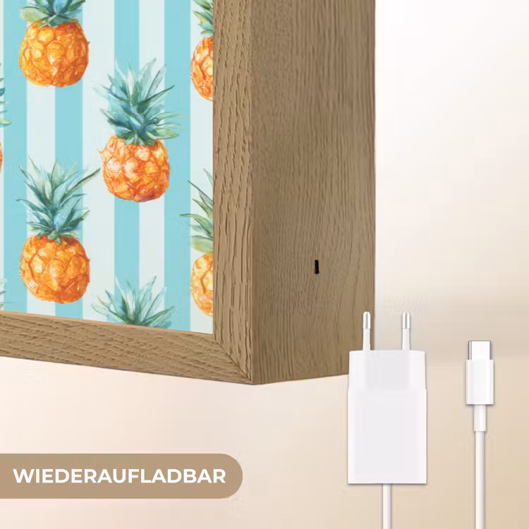 Ananas - Strepen - Groen Light Box met batterij (Wandlamp) middel 907 -USP_websiteoplaadbaarDE