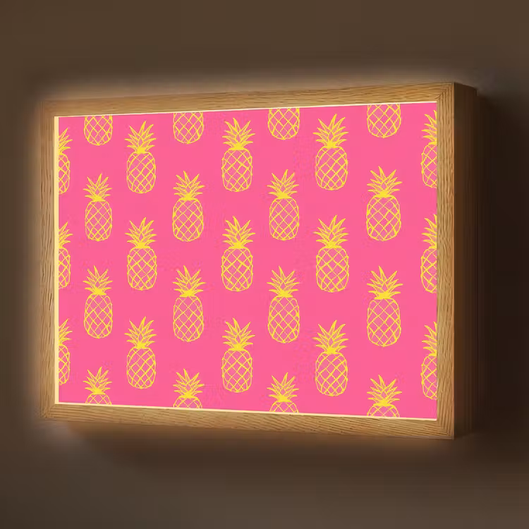 Ananas - Trendy - Roze Light Box met batterij (Wandlamp) middel 907 -z3d_website