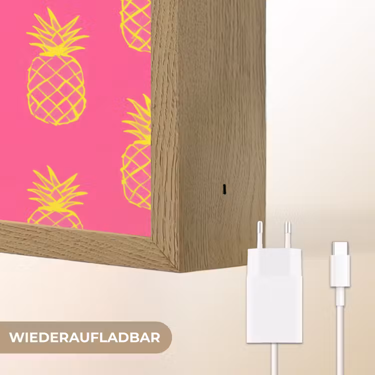 Ananas - Trendy - Roze Light Box met batterij (Wandlamp) middel 907 -USP_websiteoplaadbaarDE