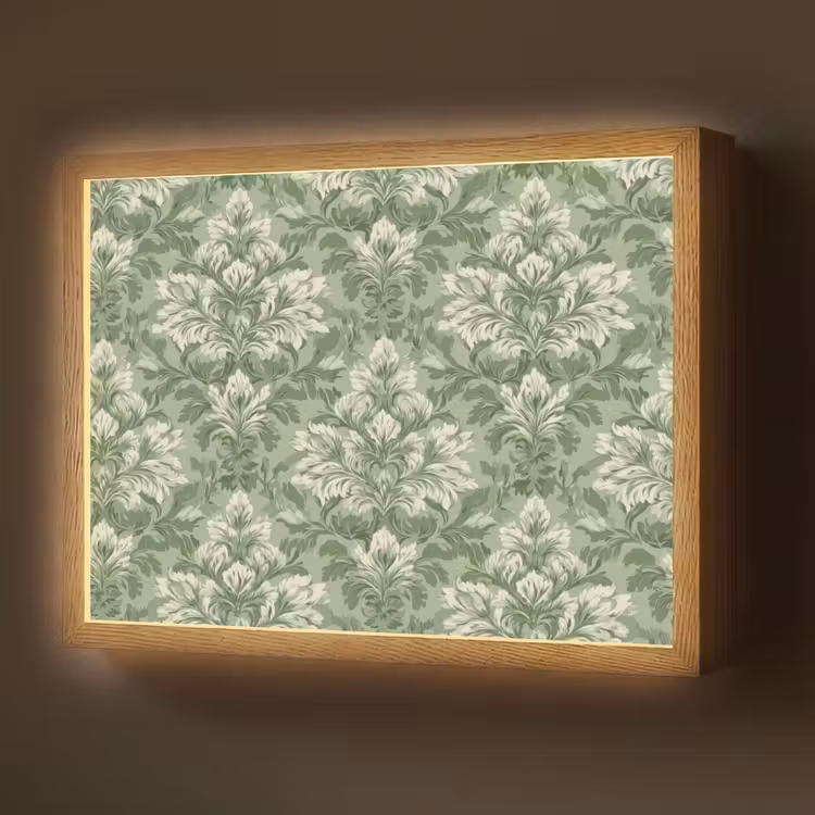 Sierlijk - Lichtgroen - Planten - Patroon - Getailleerd Light Box met batterij (Wandlamp) middel 907 -z3d_website