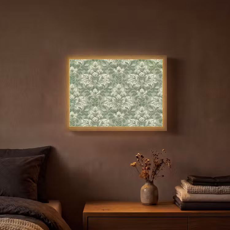 Sierlijk - Lichtgroen - Planten - Patroon - Getailleerd Light Box met batterij (Wandlamp) middel 907 -sfeer4