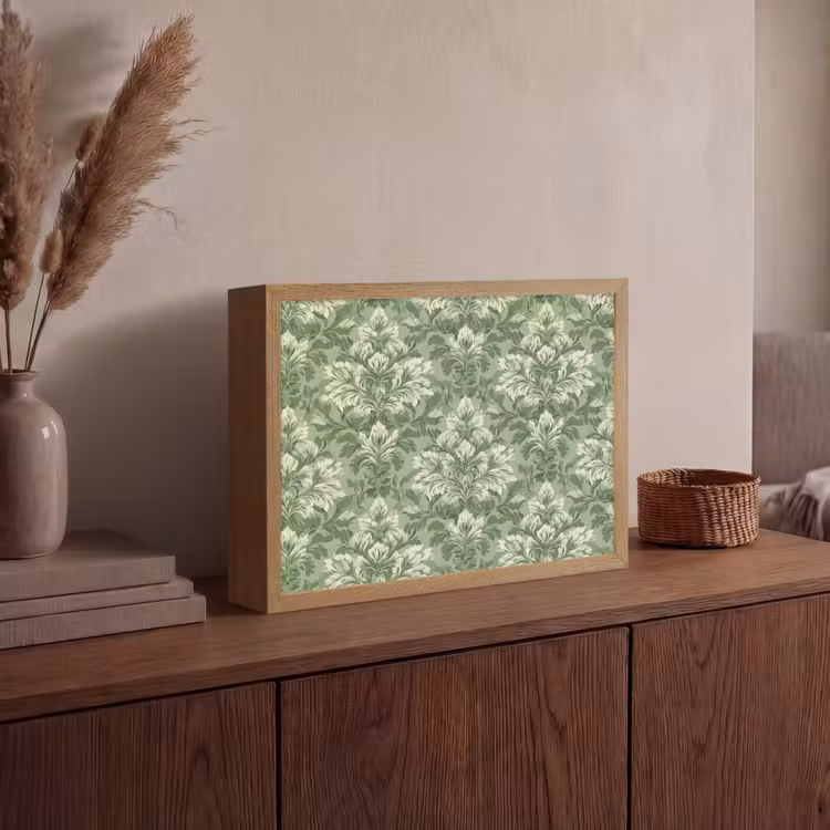 Sierlijk - Lichtgroen - Planten - Patroon - Getailleerd Light Box met batterij (Wandlamp) middel 907 -sfeer2