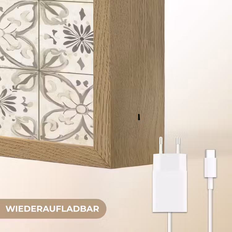 Antiek - Tegel - Beige Light Box met batterij (Wandlamp) middel 907 -USP_websiteoplaadbaarDE