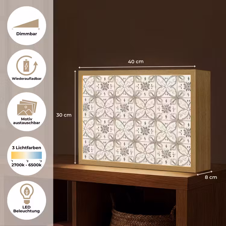 Antiek - Tegel - Beige Light Box met batterij (Wandlamp) middel 907 -USP_websiteoverzichtDE