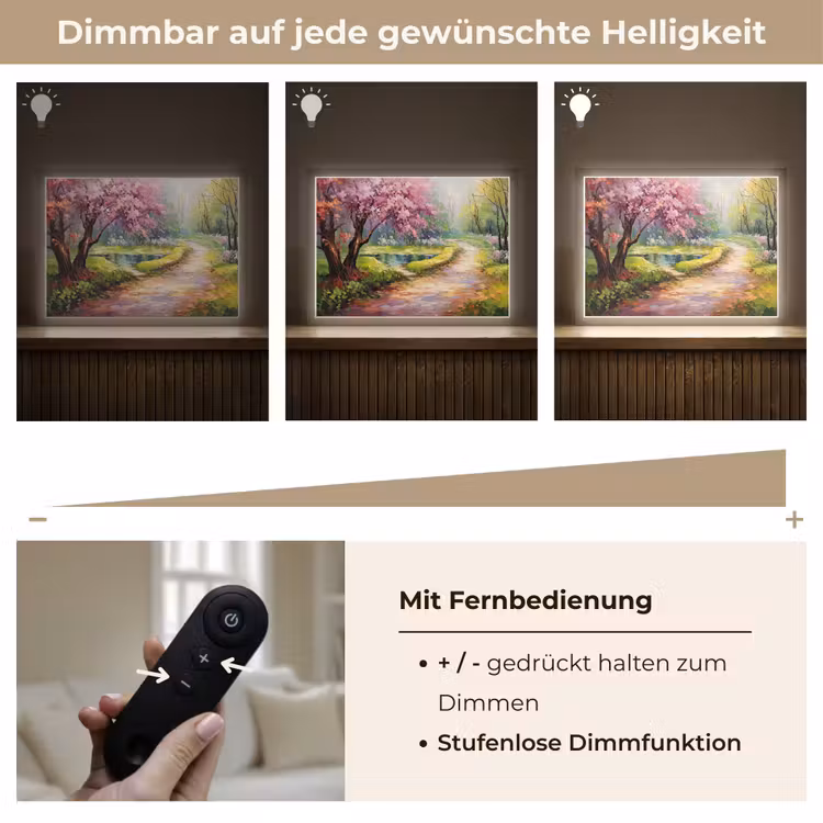 Watercolor - Natuur - Bomen - Kunst - Bloemen Light Box met batterij (Wandlamp) middel -USP_dimbaarDE