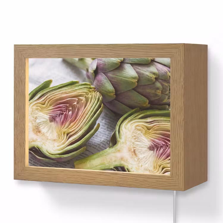Lightbox - Wandleuchte - Artischocke – aufgeschnitten – Essen - Artisjok - Doorgesneden - Eten Light Box met kabel (Wandlamp) klein