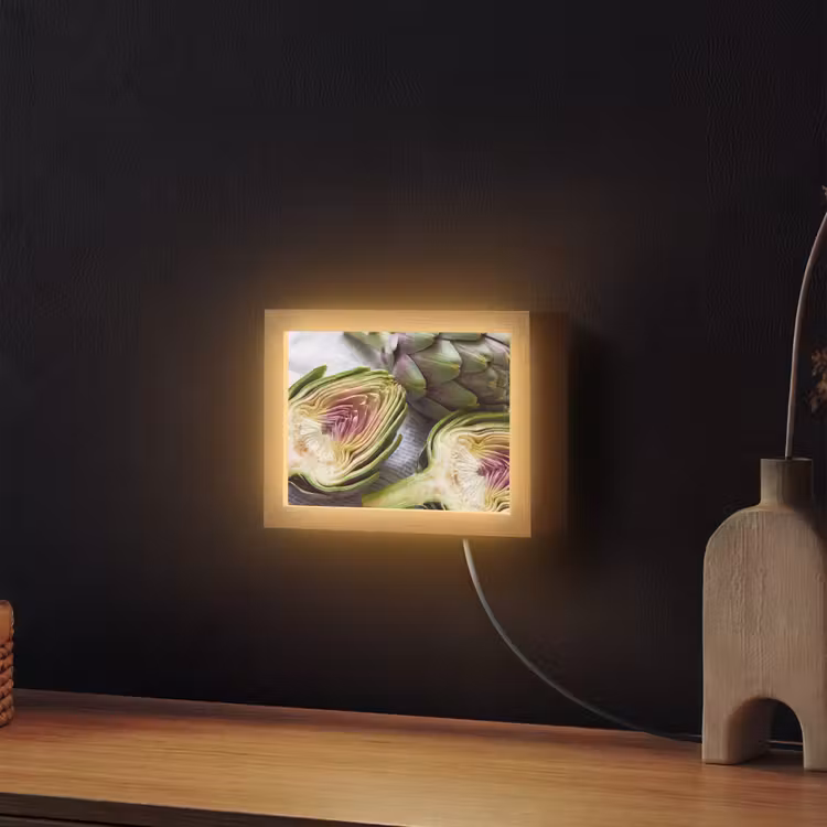 Lightbox - Wandleuchte - Artischocke – aufgeschnitten – Essen - Artisjok - Doorgesneden - Eten Light Box met kabel (Wandlamp) klein
