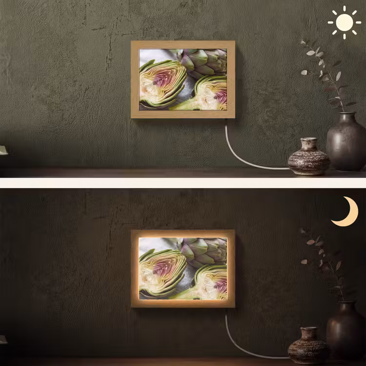 Lightbox - Wandleuchte - Artischocke – aufgeschnitten – Essen - Artisjok - Doorgesneden - Eten Light Box met kabel (Wandlamp) klein