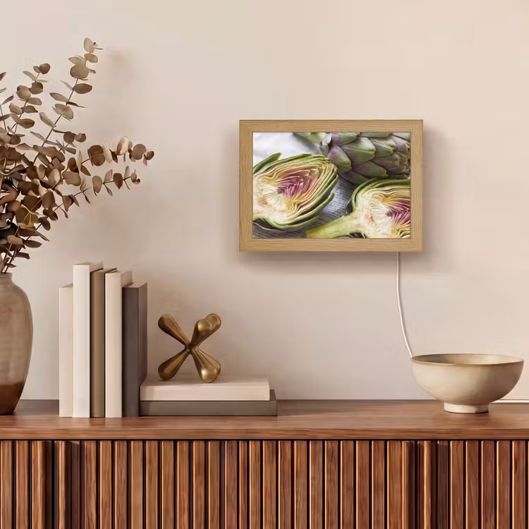 Lightbox - Wandleuchte - Artischocke – aufgeschnitten – Essen - Artisjok - Doorgesneden - Eten Light Box met kabel (Wandlamp) klein