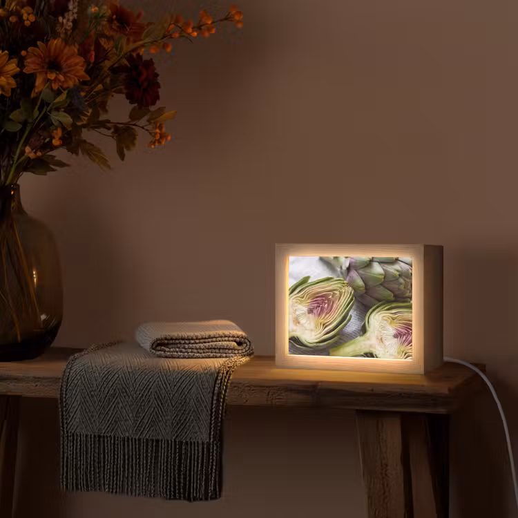 Lightbox - Wandleuchte - Artischocke – aufgeschnitten – Essen - Artisjok - Doorgesneden - Eten Light Box met kabel (Wandlamp) klein