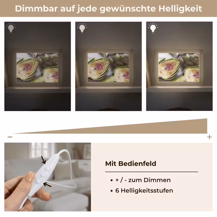 Lightbox - Wandleuchte - Artischocke – aufgeschnitten – Essen - Artisjok - Doorgesneden - Eten Light Box met kabel (Wandlamp) klein