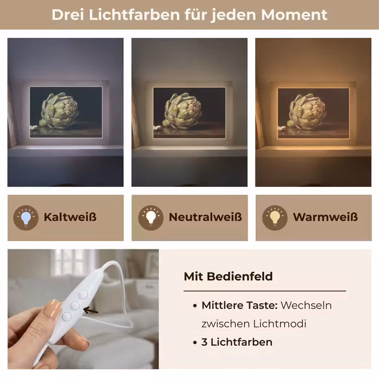 Lightbox - Wandleuchte - Artischocke – Essen – Klassisch - Artichok - Eten - Klassiek Light Box met kabel (Wandlamp) klein