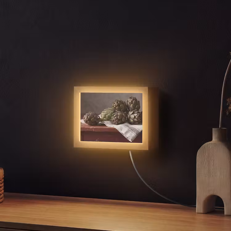 Lightbox - Wandleuchte - Artischocke – Essen – Rustikal - Artisjok - Eten - Rustiek Light Box met kabel (Wandlamp) klein