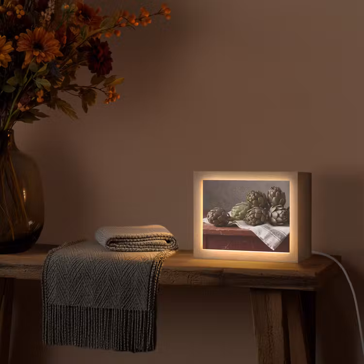 Lightbox - Wandleuchte - Artischocke – Essen – Rustikal - Artisjok - Eten - Rustiek Light Box met kabel (Wandlamp) klein