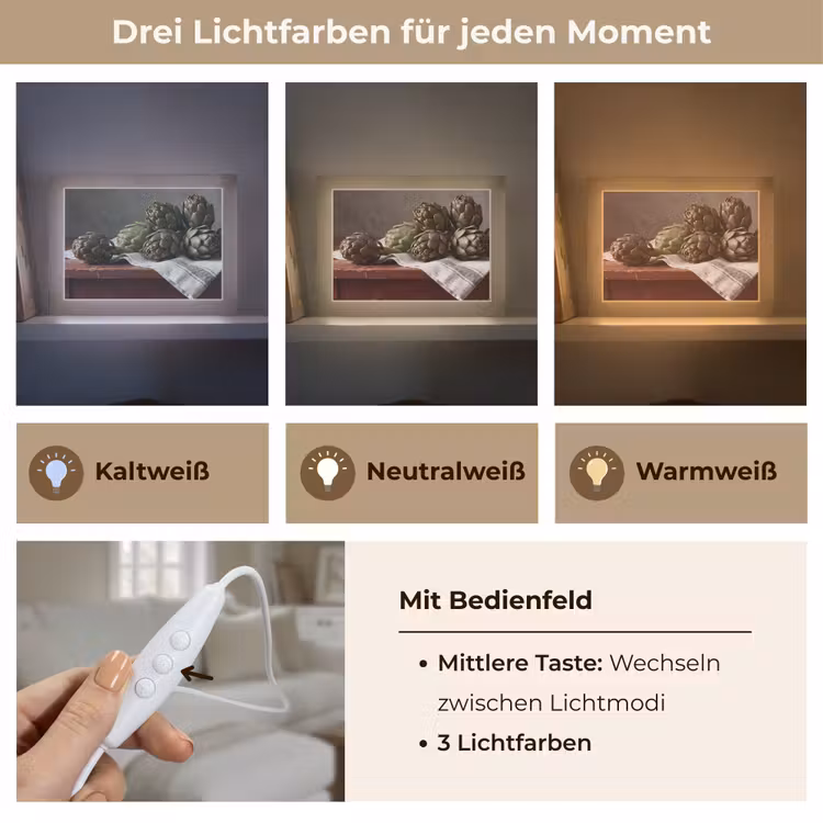 Lightbox - Wandleuchte - Artischocke – Essen – Rustikal - Artisjok - Eten - Rustiek Light Box met kabel (Wandlamp) klein