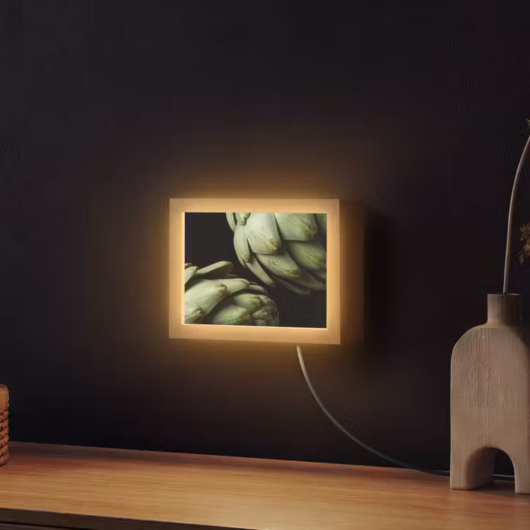 Lightbox - Wandleuchte - Artischocke – Grün – Essen - Artisjok - Groen - Eten Light Box met kabel (Wandlamp) klein