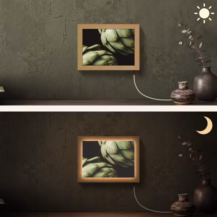 Lightbox - Wandleuchte - Artischocke – Grün – Essen - Artisjok - Groen - Eten Light Box met kabel (Wandlamp) klein