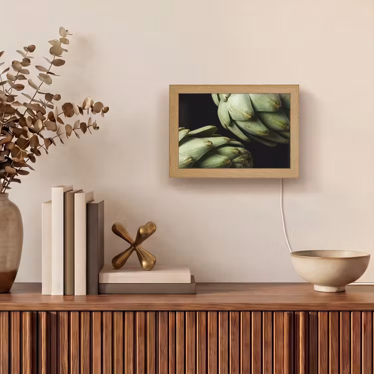 Lightbox - Wandleuchte - Artischocke – Grün – Essen - Artisjok - Groen - Eten Light Box met kabel (Wandlamp) klein