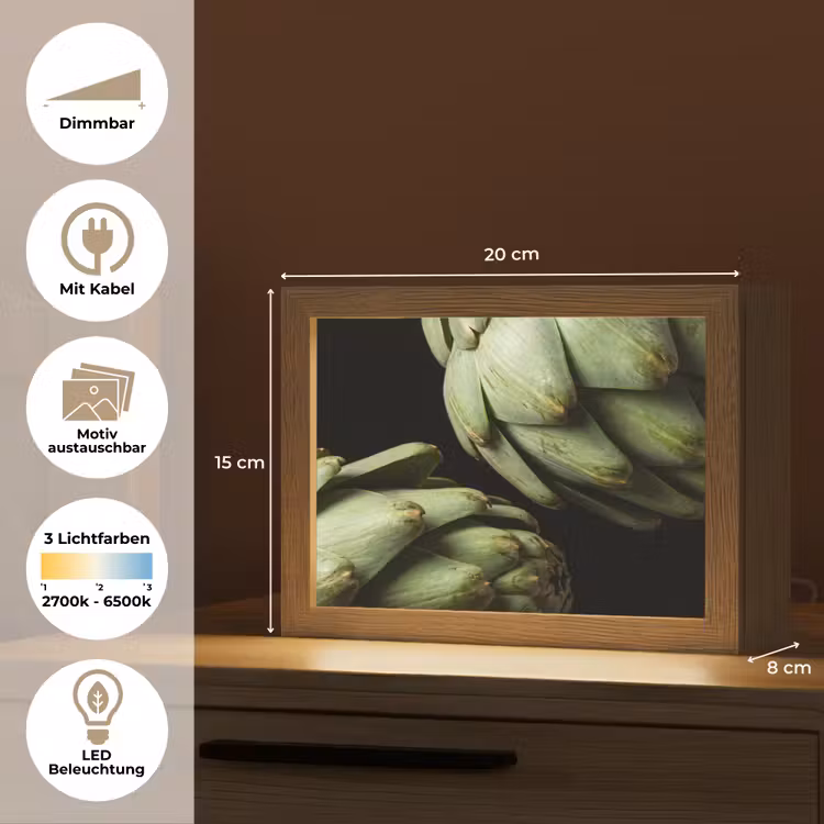 Lightbox - Wandleuchte - Artischocke – Grün – Essen - Artisjok - Groen - Eten Light Box met kabel (Wandlamp) klein