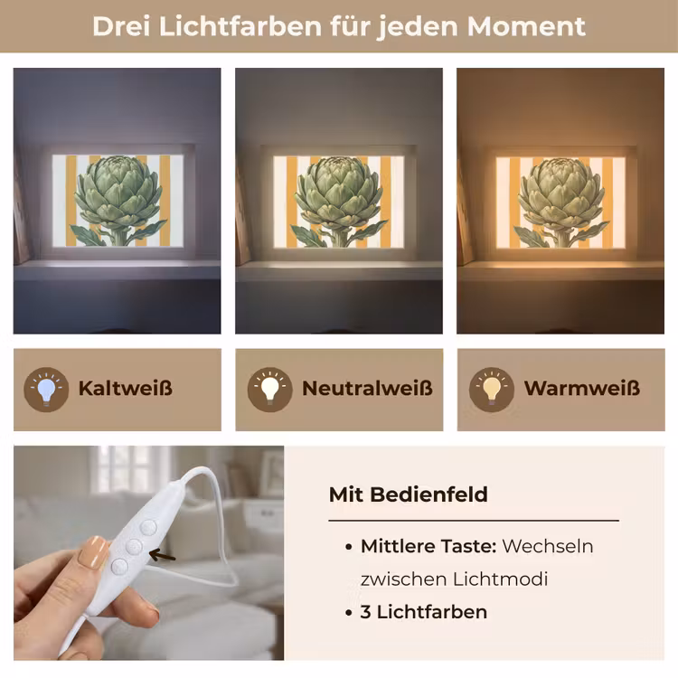 Lightbox - Wandleuchte - Artischocke – Modern – Gemüse - Artisjok - Modern - Groente Light Box met kabel (Wandlamp) klein