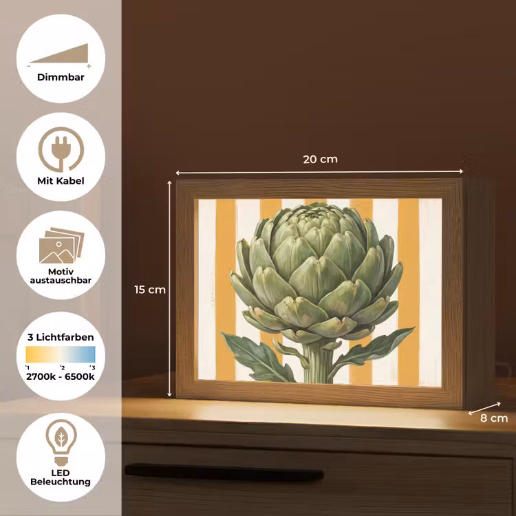 Lightbox - Wandleuchte - Artischocke – Modern – Gemüse - Artisjok - Modern - Groente Light Box met kabel (Wandlamp) klein