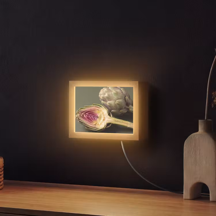Lightbox - Wandleuchte - Artischocke – Violett – Lebensmittel - Artisjok - Paars - Voedsel Light Box met kabel (Wandlamp) klein