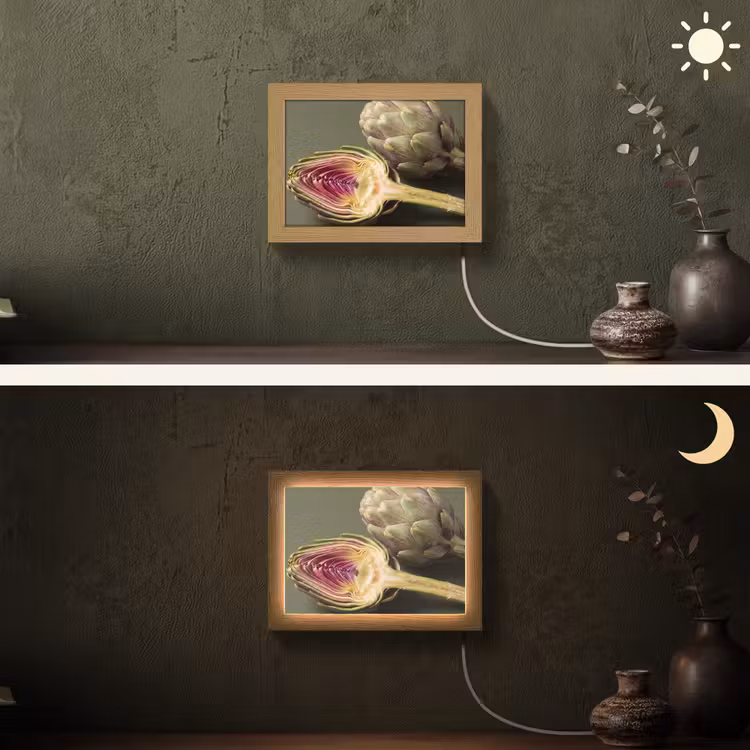 Lightbox - Wandleuchte - Artischocke – Violett – Lebensmittel - Artisjok - Paars - Voedsel Light Box met kabel (Wandlamp) klein