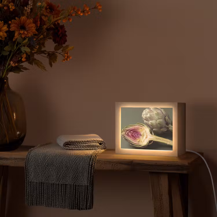 Lightbox - Wandleuchte - Artischocke – Violett – Lebensmittel - Artisjok - Paars - Voedsel Light Box met kabel (Wandlamp) klein
