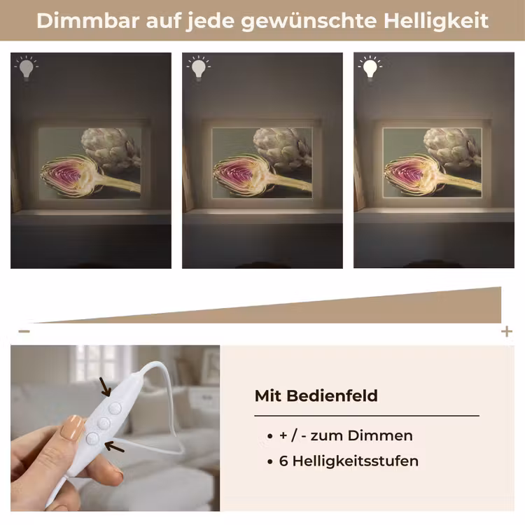 Lightbox - Wandleuchte - Artischocke – Violett – Lebensmittel - Artisjok - Paars - Voedsel Light Box met kabel (Wandlamp) klein
